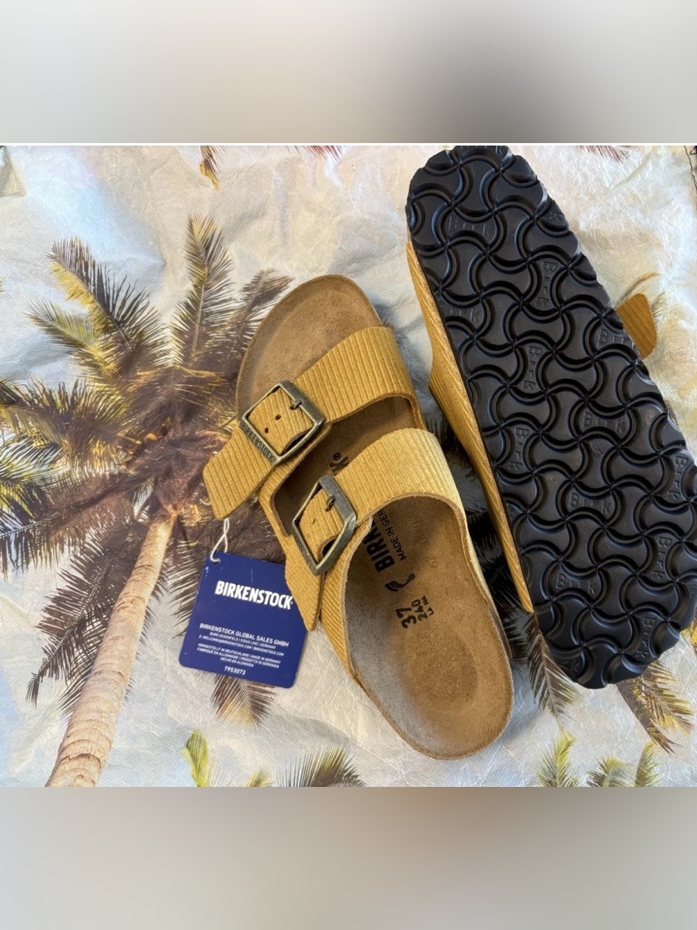 Birkenstock 💅 Arizona Corduroy Suede Cork Embossed Brown Sandals 6 6.5 37 41